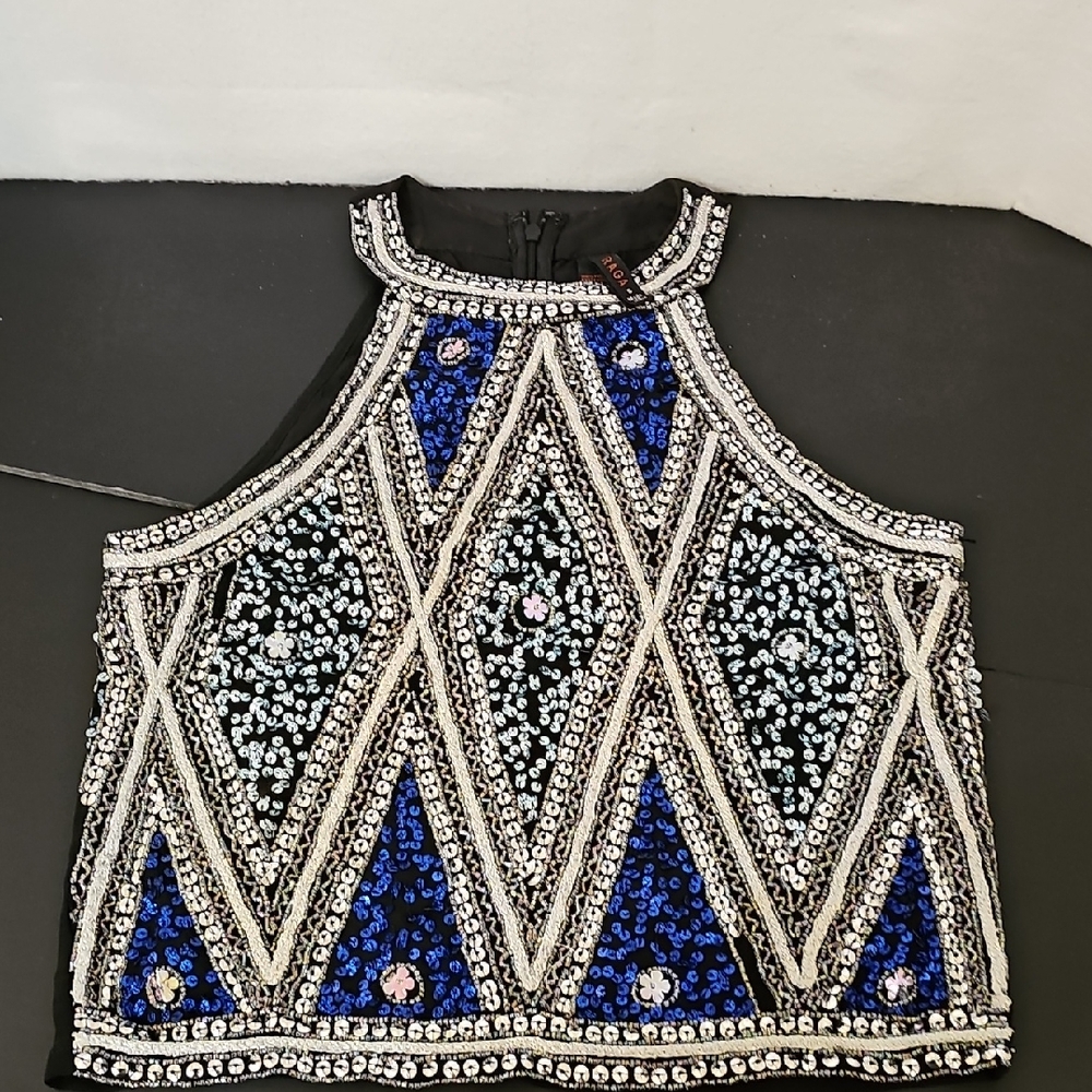 Sequin Raga Halter Top